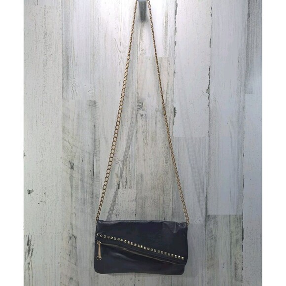 VTG Rampage Crossbody Purse Bag Black w/ Gold Studs Chain Strap Y2K Party Rocker - Picture 4 of 12